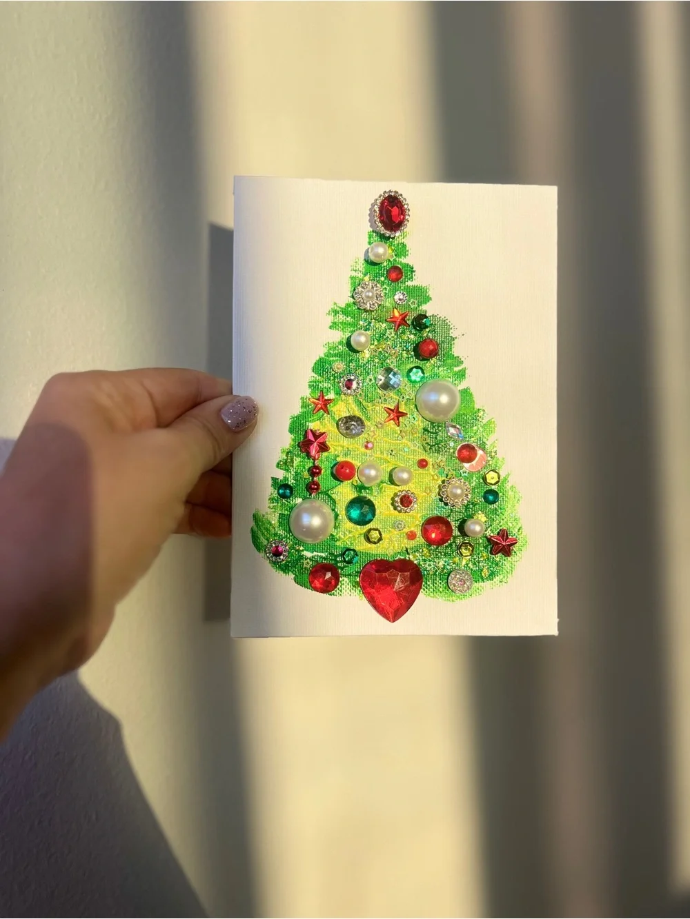 Handcrafted Green Embellished Holiday Tree Wall Art